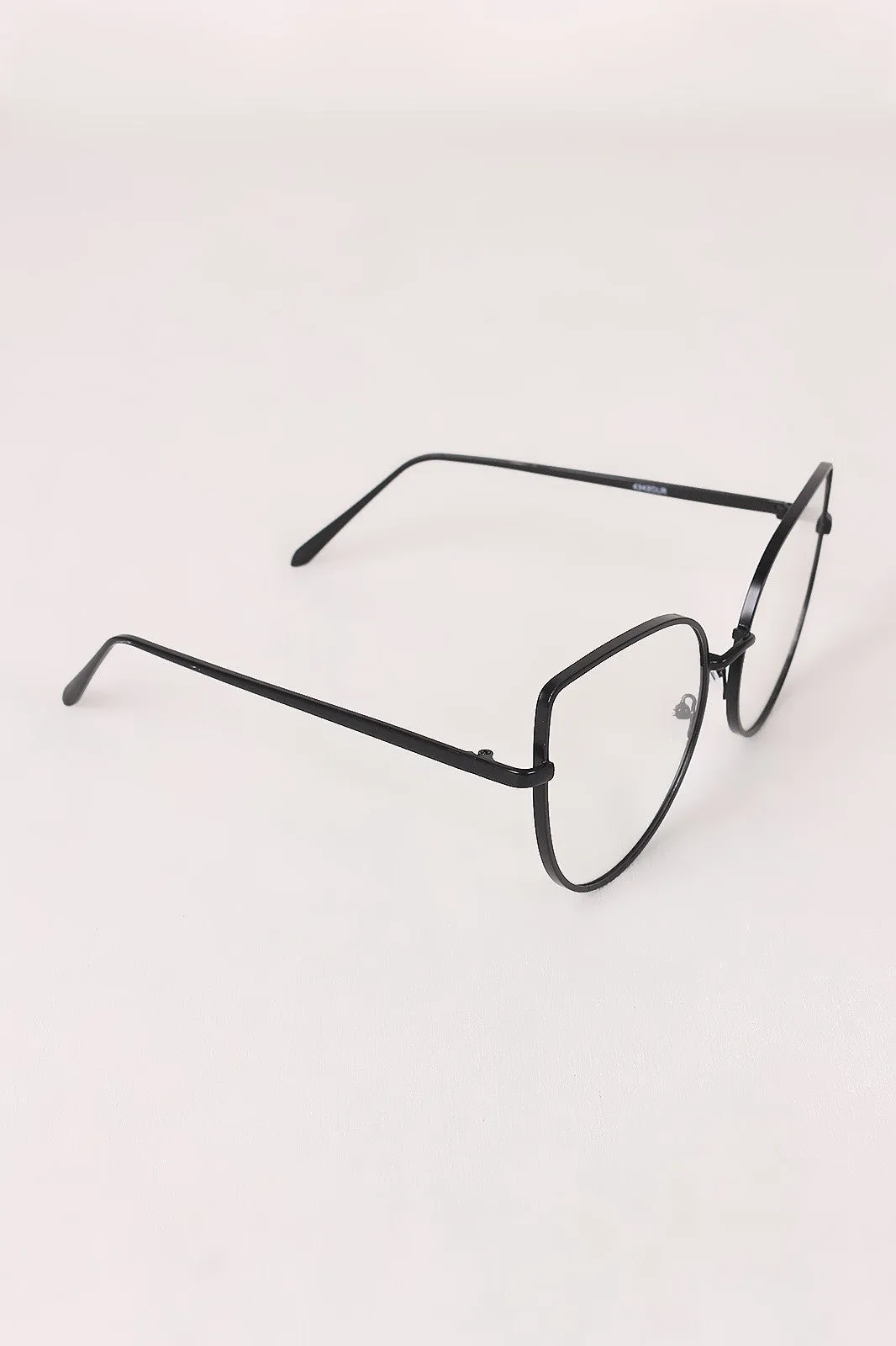 Simple Oversized Clear Lenses Cat Eyed Glasses