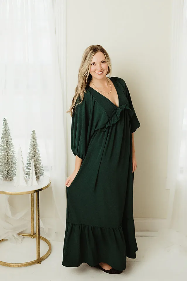 Solid Ruffle Maxi