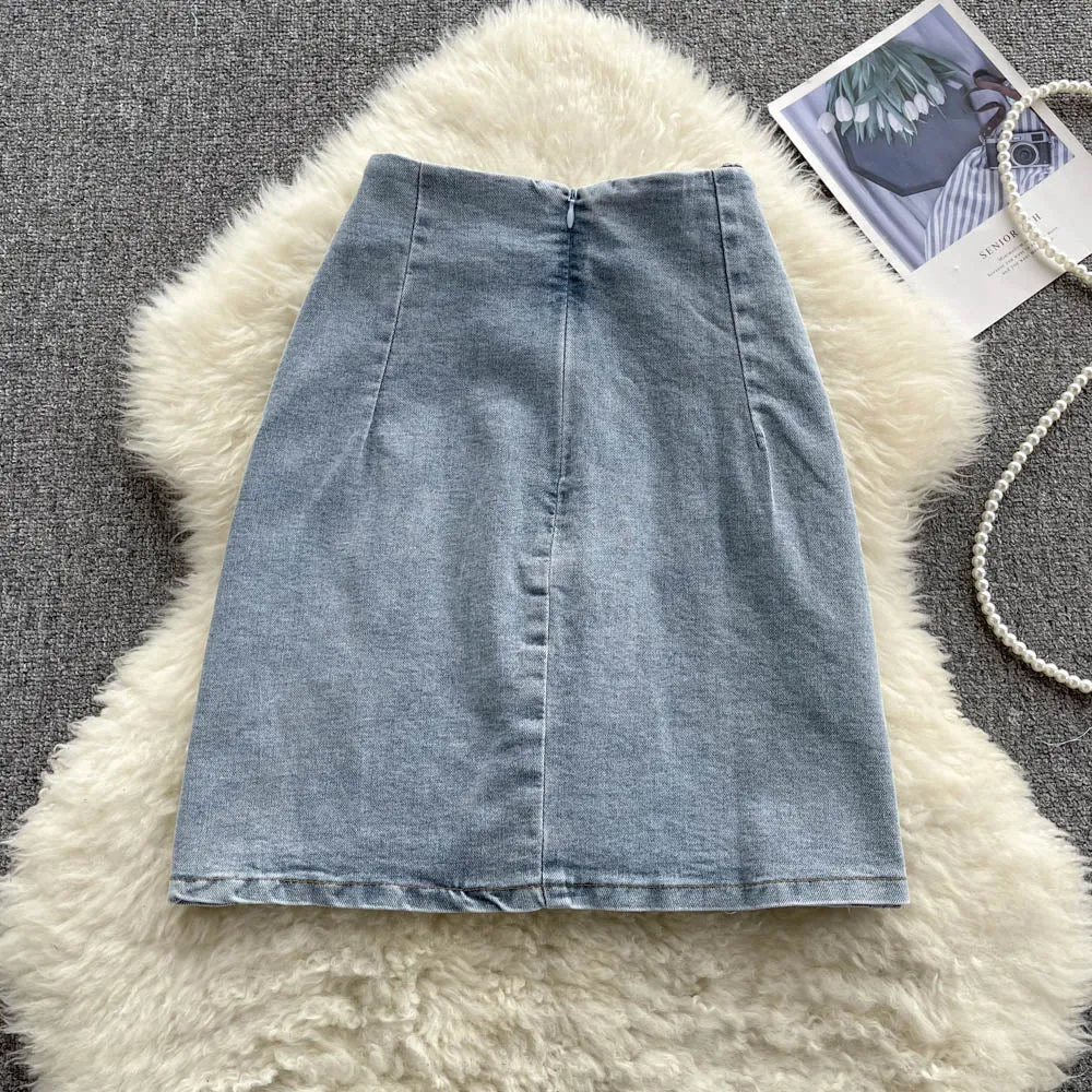 Stylish denim short skirt lace- up dress     S456