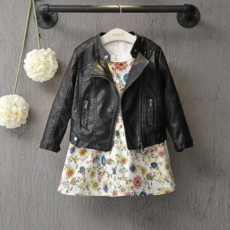 Stylish Rocker Faux Leather Jacket For Girls