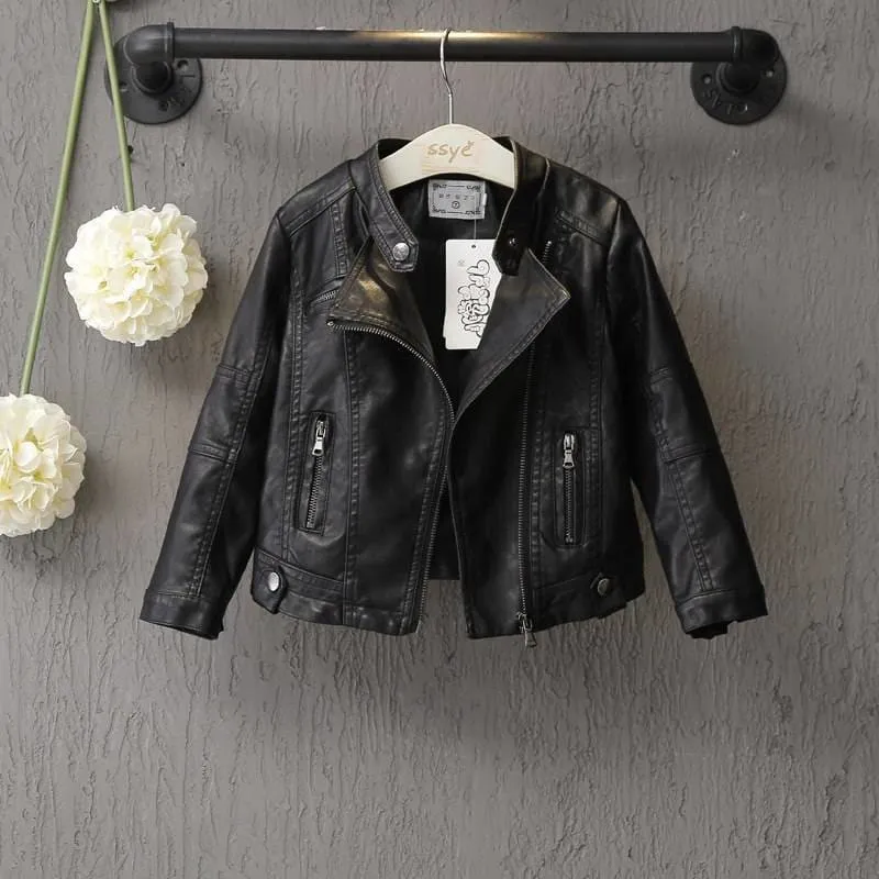 Stylish Rocker Faux Leather Jacket For Girls