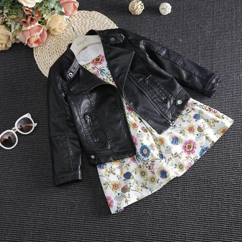 Stylish Rocker Faux Leather Jacket For Girls