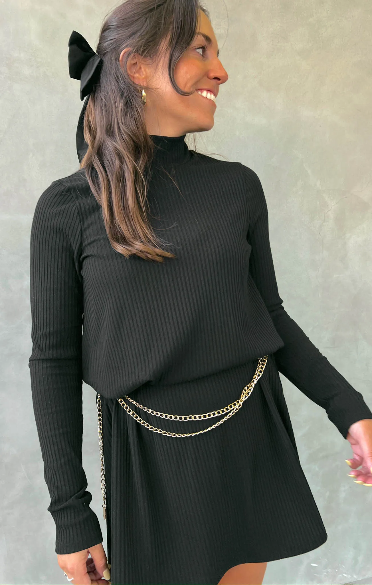 Tammy Turtleneck Dress ~ Winter Rib Black