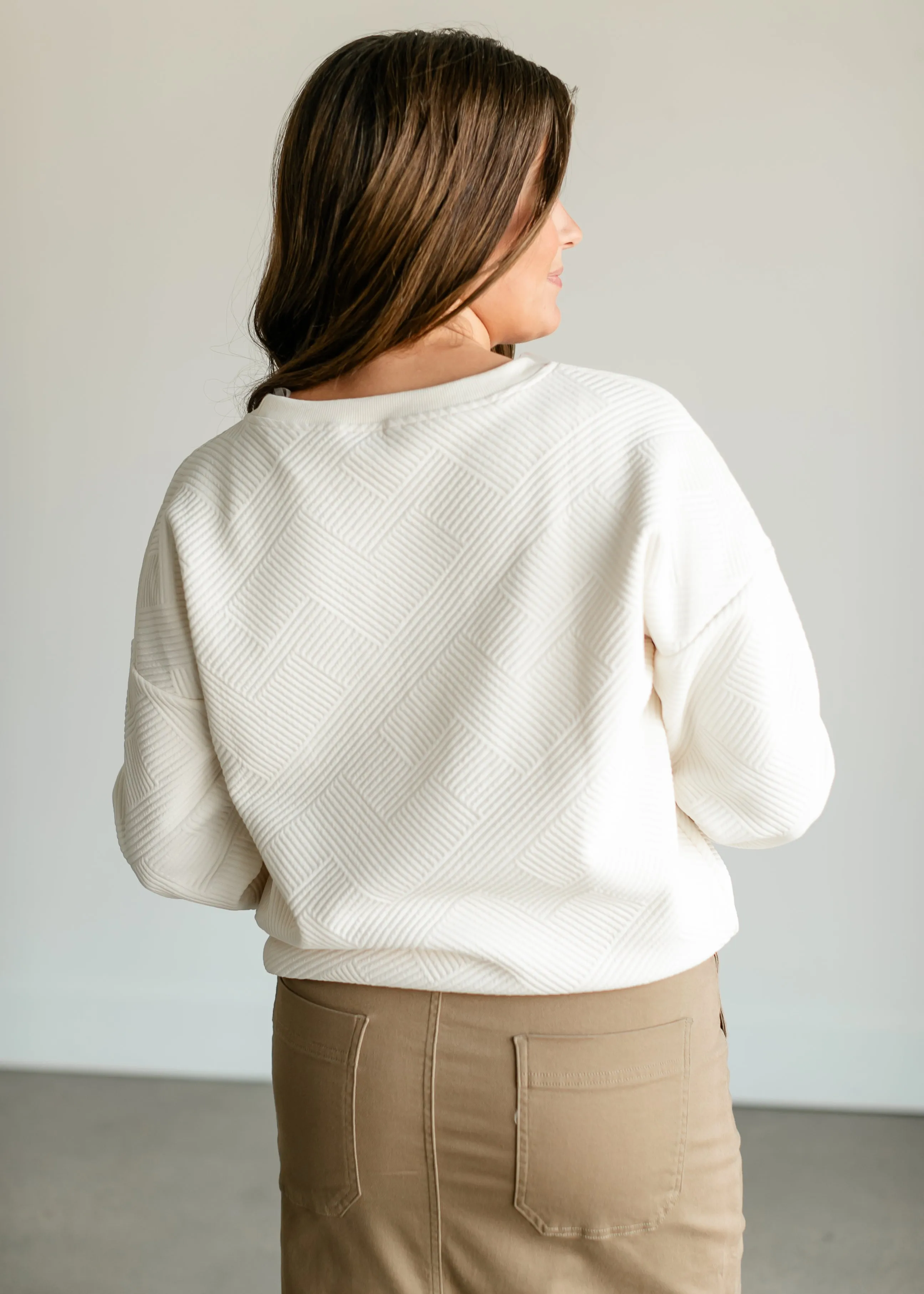 Textured Cream Knit Crewneck Top - FINAL SALE