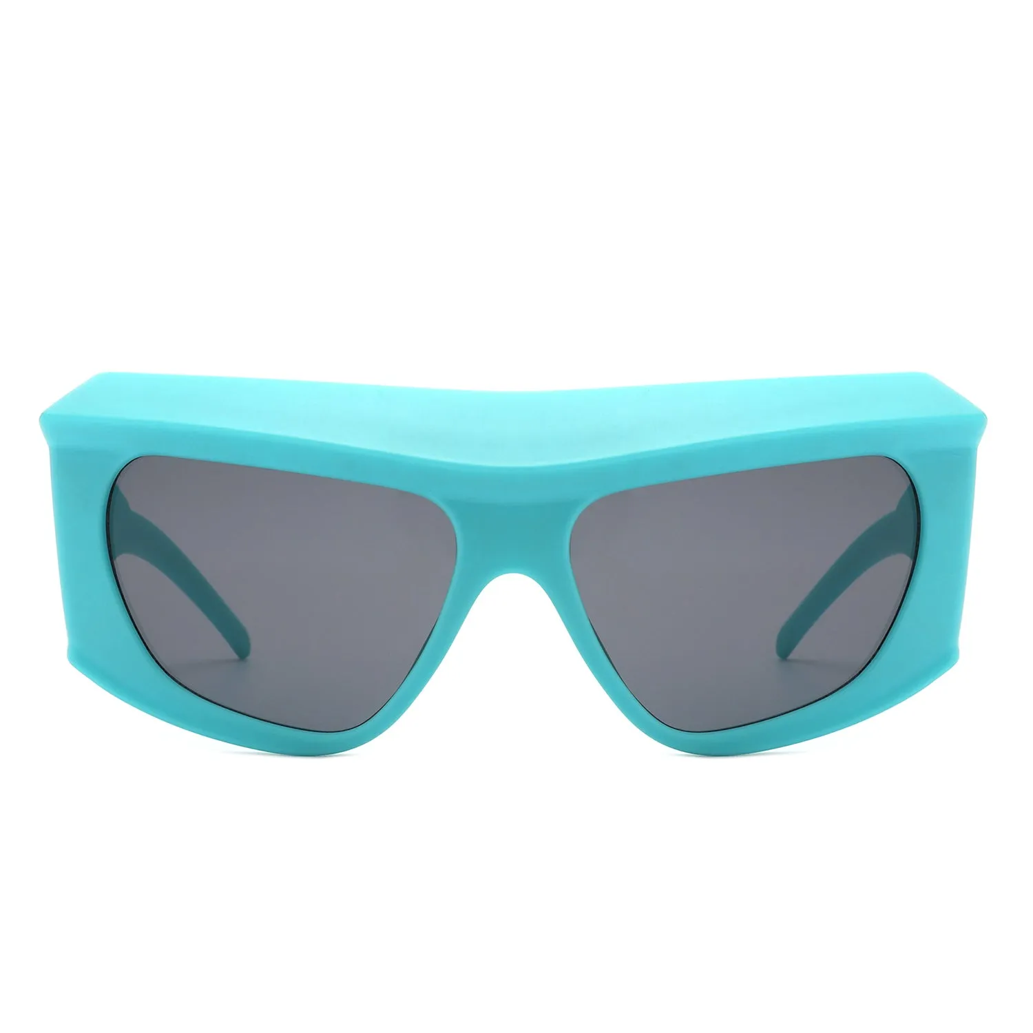 Thalia - Oversized Chunky Square Wrap Around Tinted Sunglasses