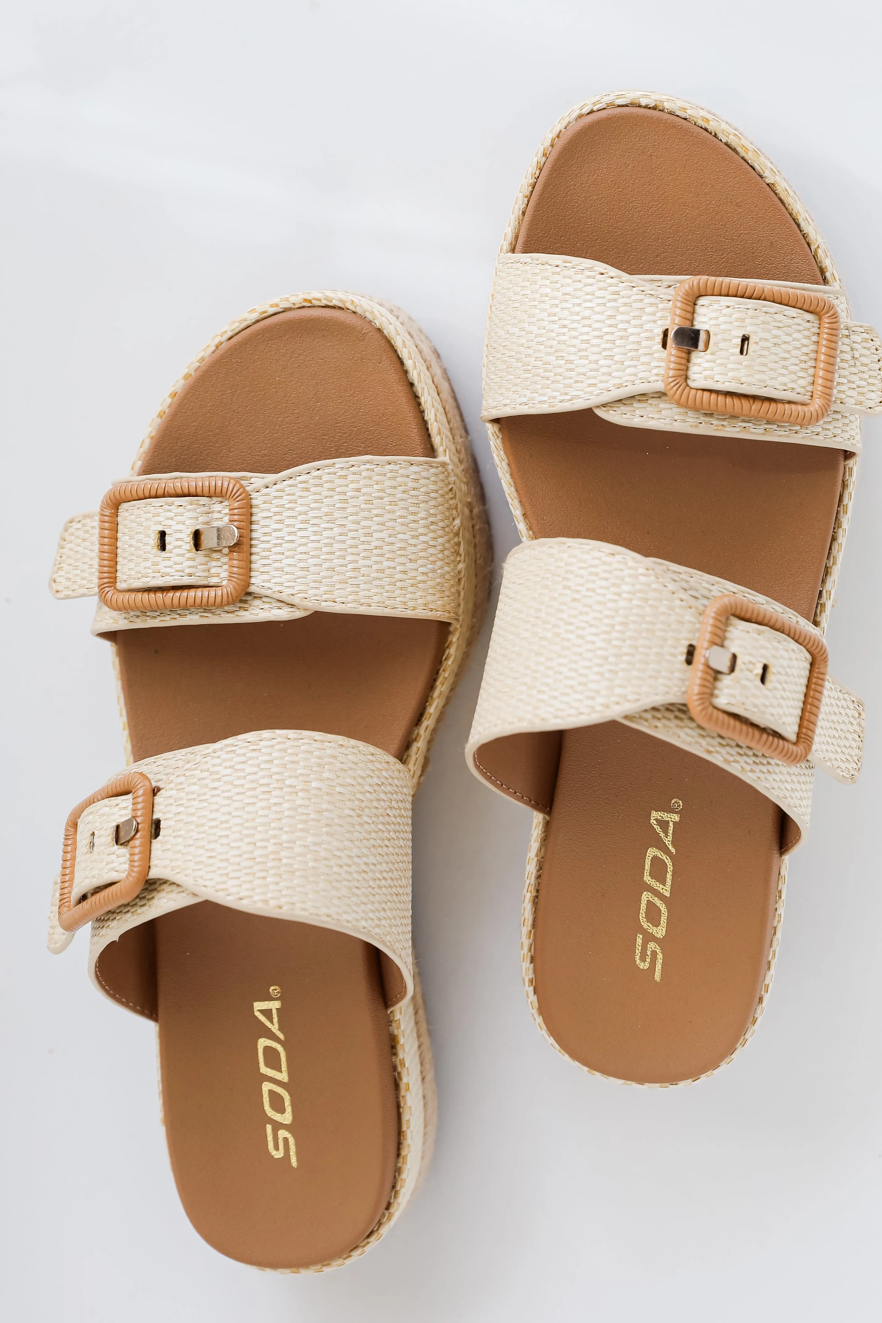 To The Tropics Natural Platform Double Strap Sandals