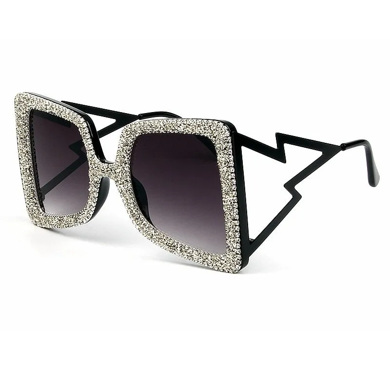 Trendy Big Frame Bling Sunglasses