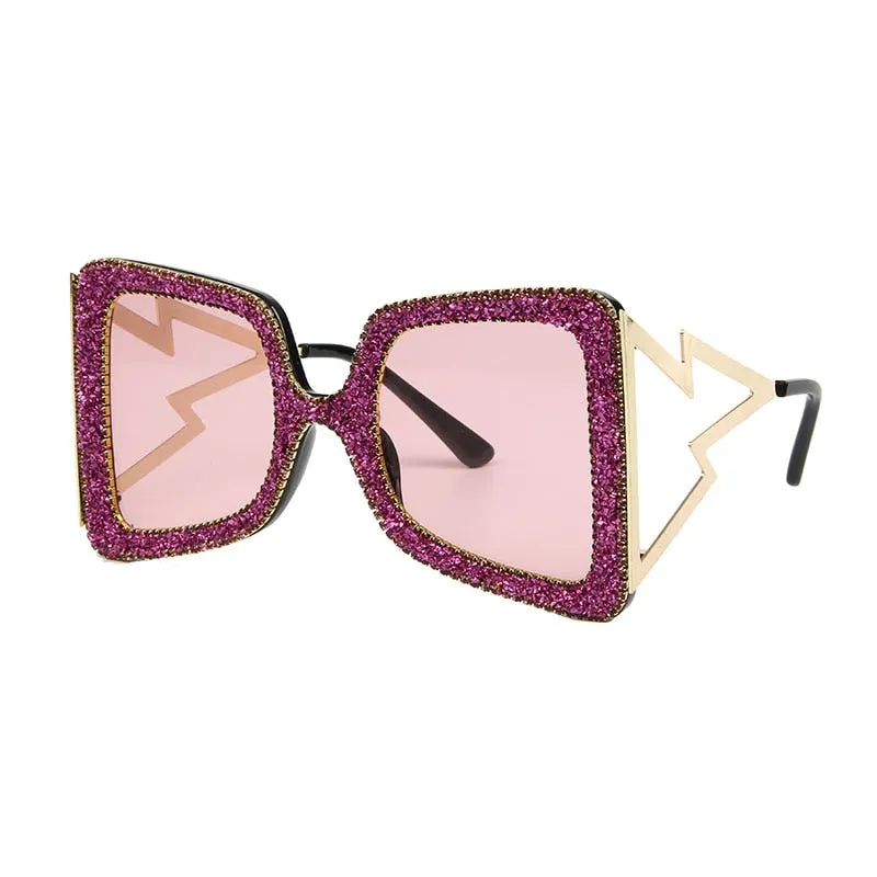 Trendy Big Frame Bling Sunglasses