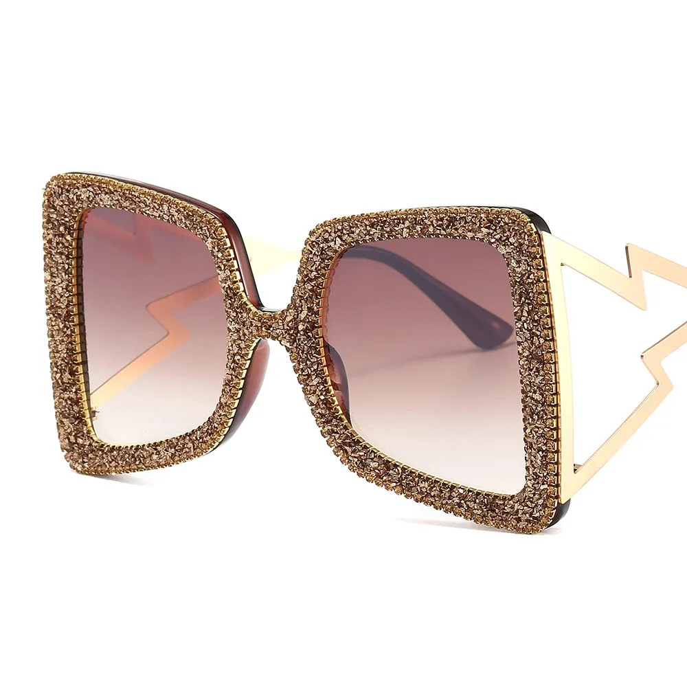 Trendy Big Frame Bling Sunglasses