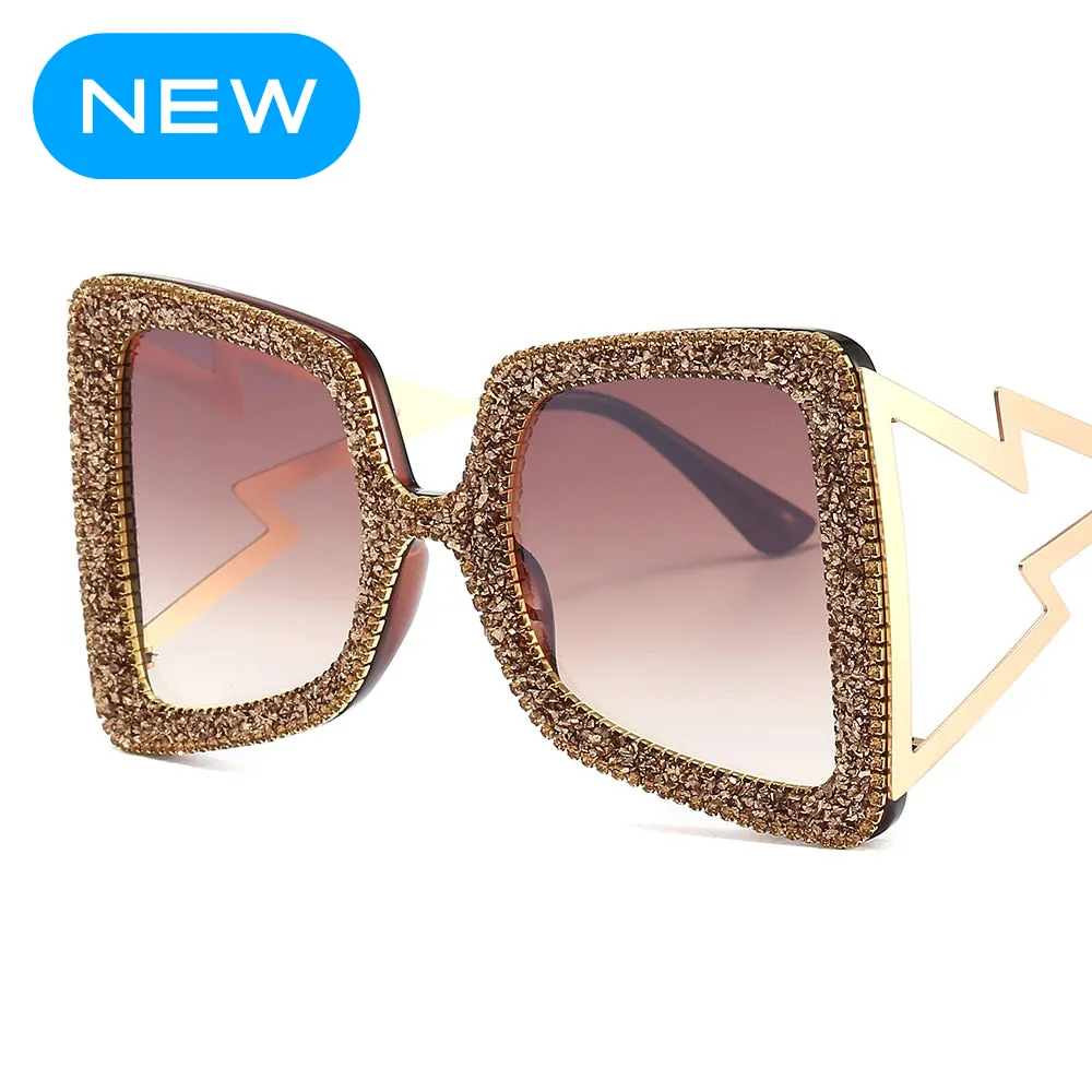 Trendy Big Frame Bling Sunglasses