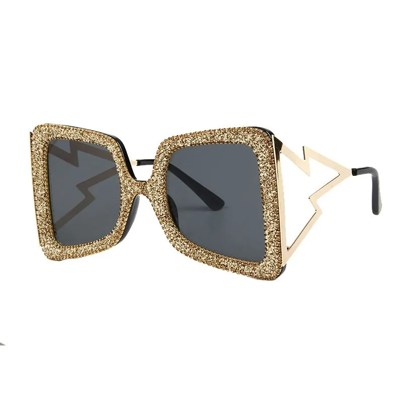 Trendy Big Frame Bling Sunglasses