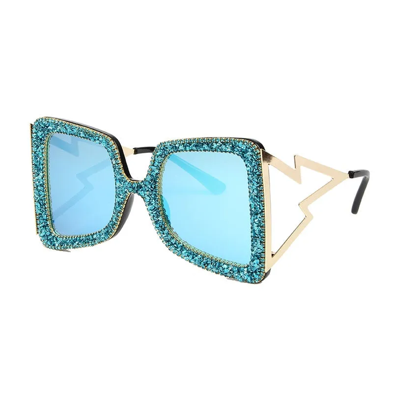 Trendy Big Frame Bling Sunglasses