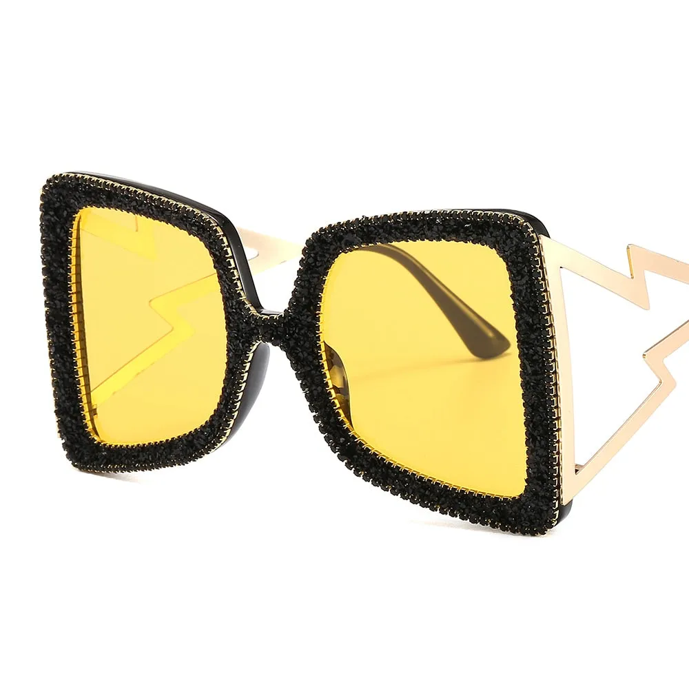 Trendy Big Frame Bling Sunglasses