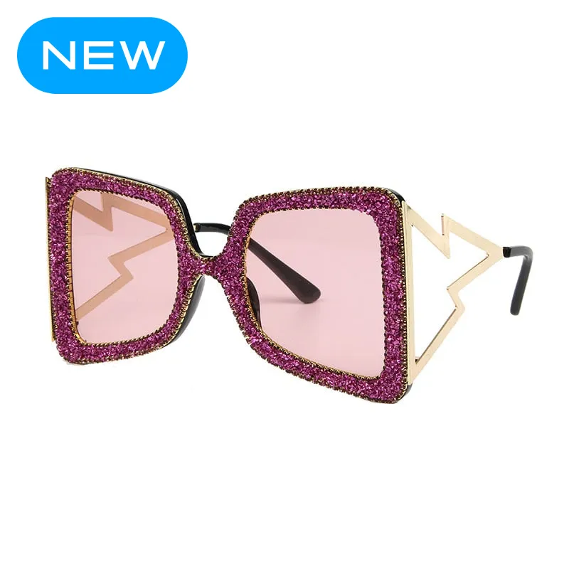 Trendy Big Frame Bling Sunglasses