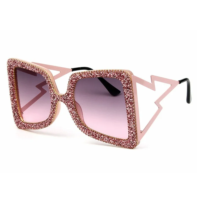 Trendy Big Frame Bling Sunglasses