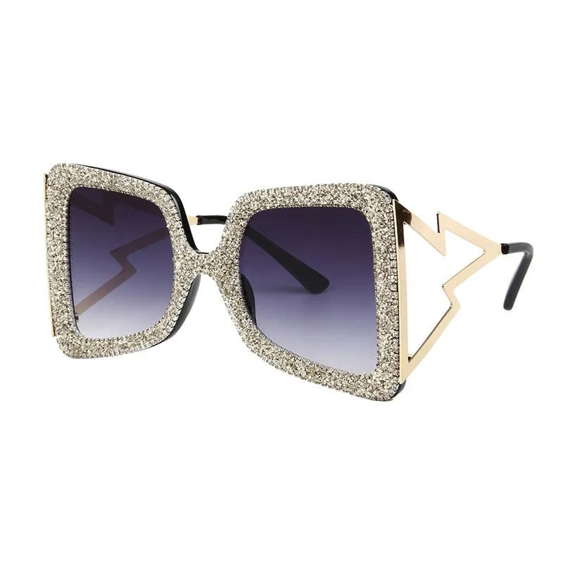 Trendy Big Frame Bling Sunglasses