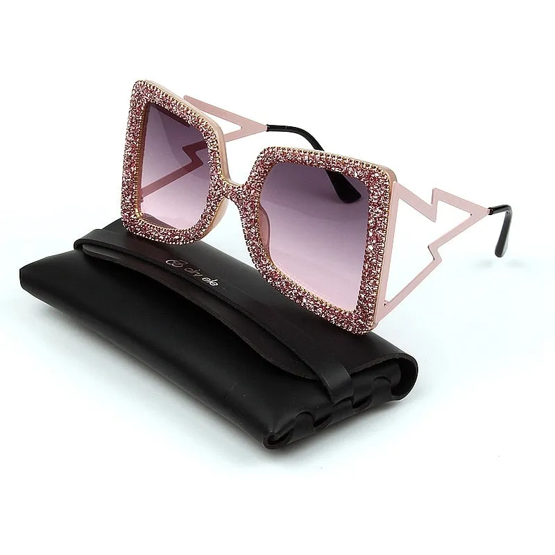 Trendy Big Frame Bling Sunglasses