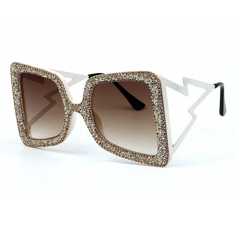 Trendy Big Frame Bling Sunglasses