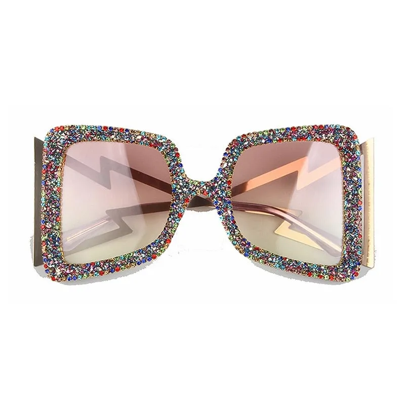 Trendy Big Frame Bling Sunglasses