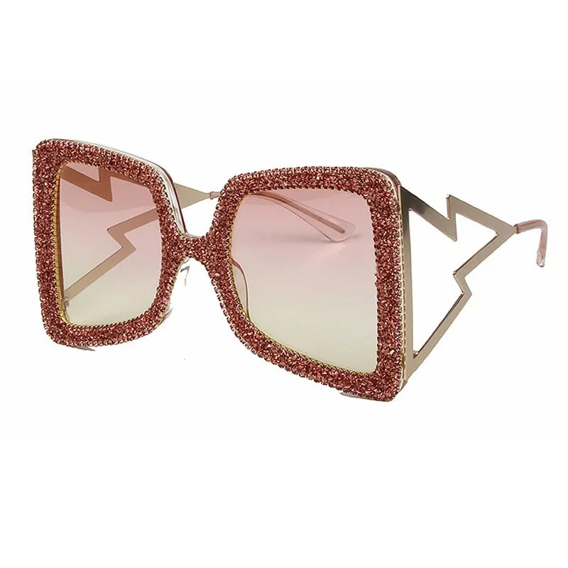 Trendy Big Frame Bling Sunglasses