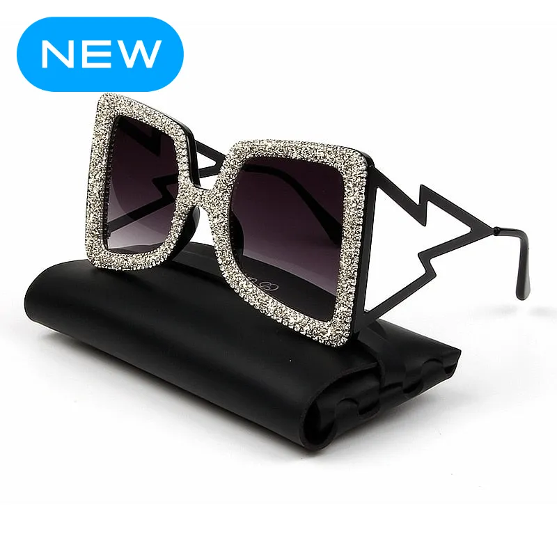 Trendy Big Frame Bling Sunglasses