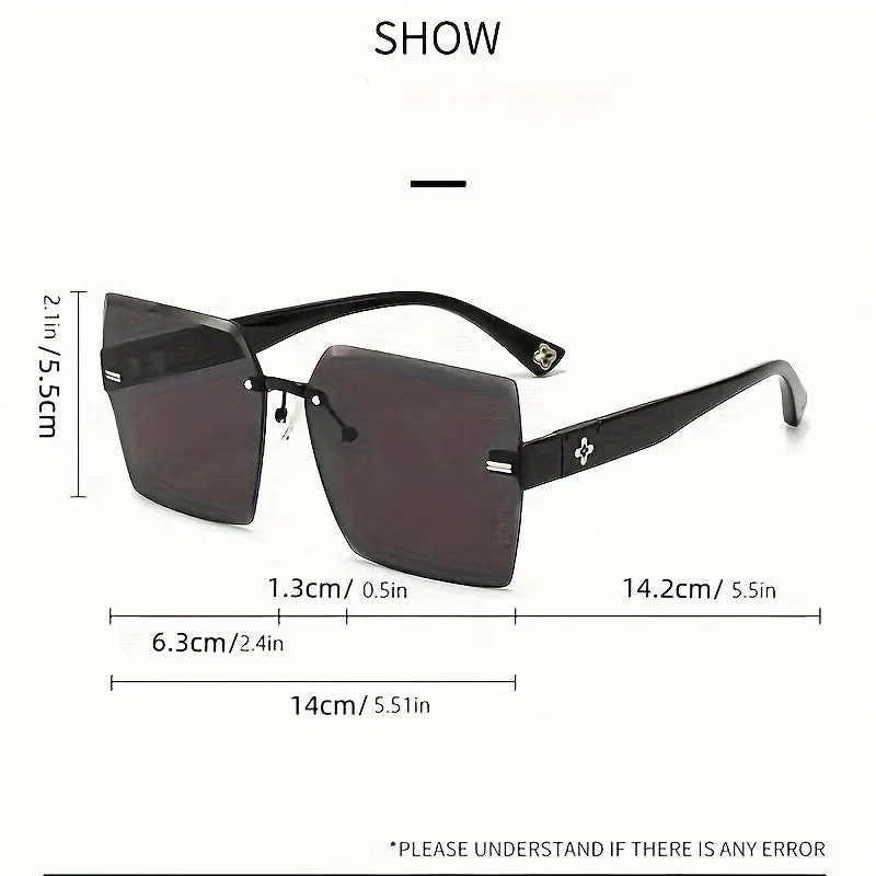 Trendy Fashion Unisex Rimless Oversized Trendy UV Protection Sunglasses