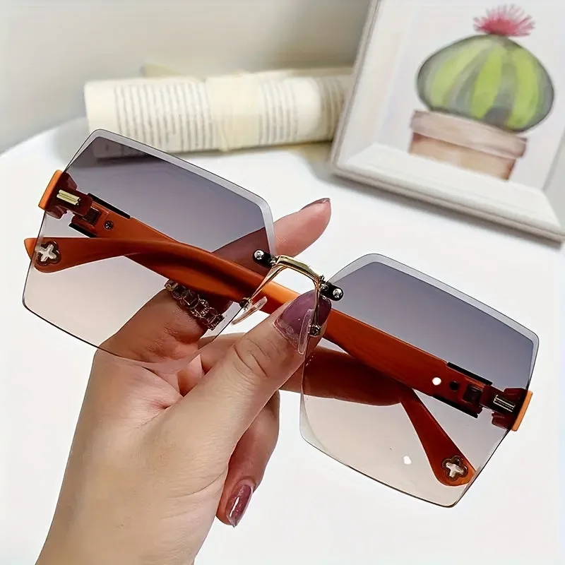 Trendy Fashion Unisex Rimless Oversized Trendy UV Protection Sunglasses