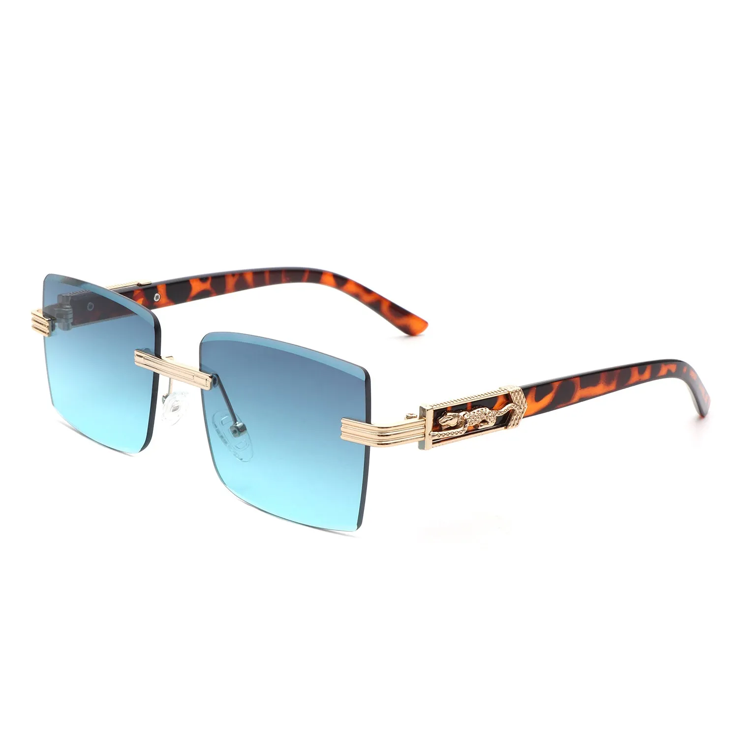 Tycho - Retro Rimless Square Tinted Flat Top Sunglasses