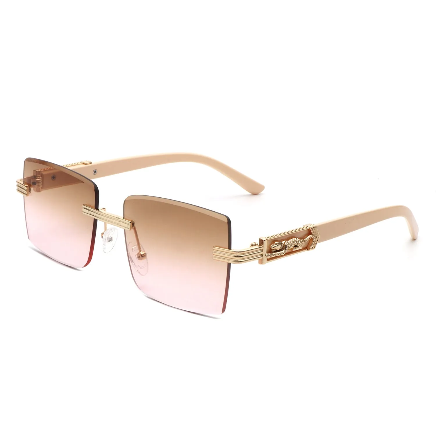 Tycho - Retro Rimless Square Tinted Flat Top Sunglasses