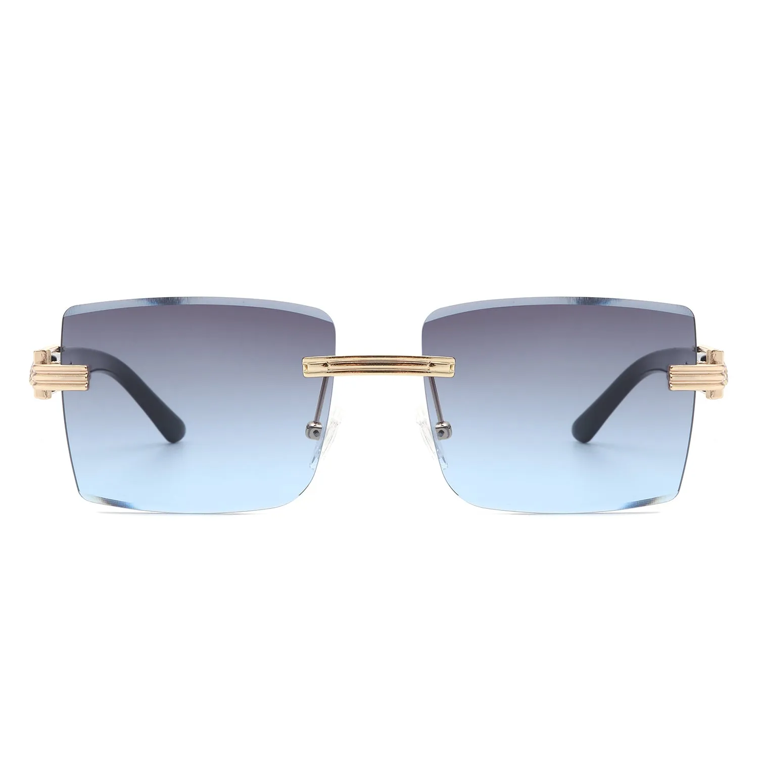 Tycho - Retro Rimless Square Tinted Flat Top Sunglasses