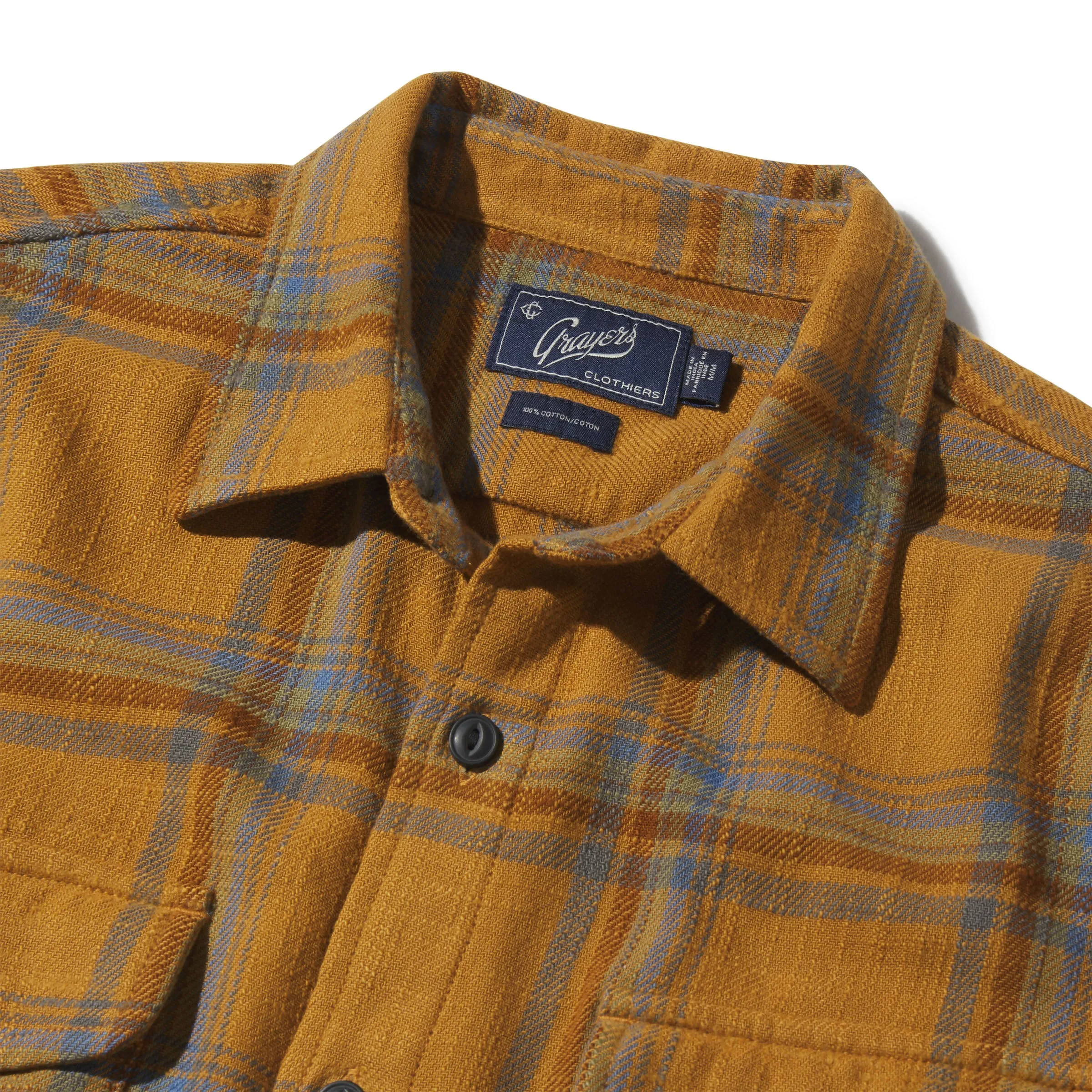 Vintage Slub Twill Shirt - Golden Brown Blue